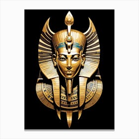 Golden Pharaoh In Regal Headdress Art Canvas Print