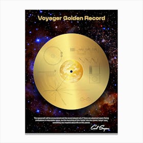 NASA Voyager 1 Golden Record with Carl Sagan quote — Space poster, science print Canvas Print