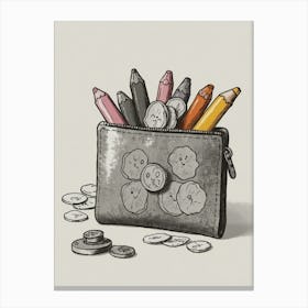 Wallet With Crayons Canvas Print
