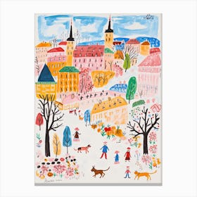 Budapest, Dreamy Storybook Illustration 4 Canvas Print
