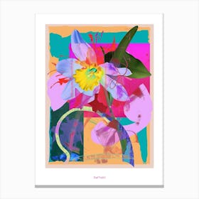 Daffodil 2 Neon Flower Collage Poster Canvas Print