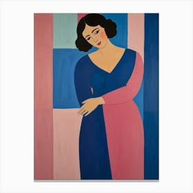 Woman In Blue And Pink Canvas Print