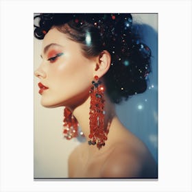 Woman With Red Earrings Canvas Print