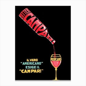 Campari Aperitivo Red Black Bar Cocktails Vintage Bitter Canvas Print