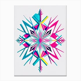 Symmetry, Snowflakes, Minimal Line Drawing 2 Canvas Print