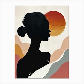 Silhouette Of A Woman, Minimalism 4 Canvas Print