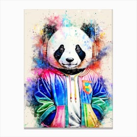 Panda Bear With Headphones Canvas Print