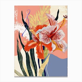 Colourful Flower Illustration Gladiolus 4 Canvas Print