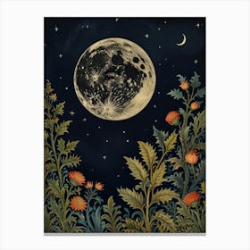 Moon And Flowers Style William Morris 23 Canvas Print