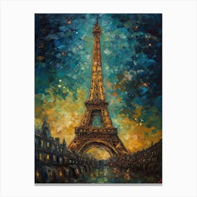 Eiffel Tower Paris France Vincent Van Gogh Style 23 Canvas Print