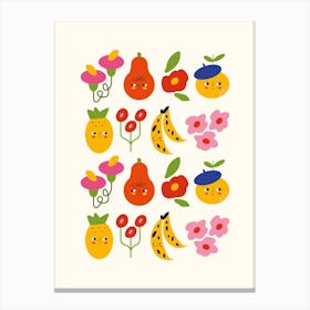 Fruits And Flowers Set 1 Canvas Print