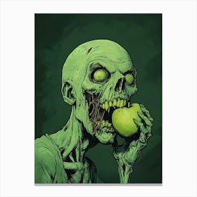 Scary Zombie Eating An Apple 14 Canvas Print