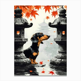 Dachshund In Autumn Toile