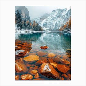 Dolomite Lake In Winter Canvas Print