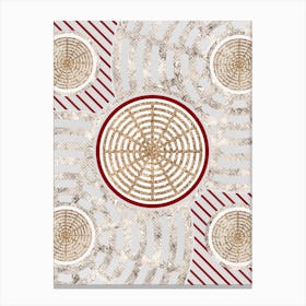 Geometric Abstract Glyph in Festive Gold Silver and Red n.0096 Canvas Print
