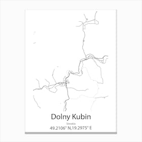 Dolny Kubin,Slovakia Minimalist Map Canvas Print