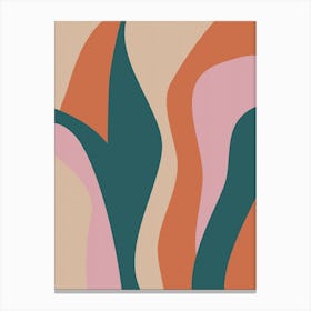 Modern Abstract Lines in Burnt Orange and Teal Canvas Print