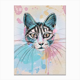 Whiskered Whispers - Watercolor Cat Portrait Canvas Print