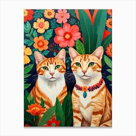 Two Cats In A Garden Canvas Print