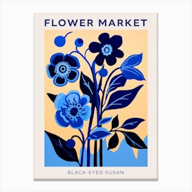 Blue Flower Market Poster Black Eyed Susan 3 Canvas Print