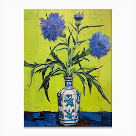 Flowers In A Vase Still Life Painting Cornflower 4 Canvas Print
