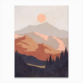 Sunset Over Mountains Canvas Print