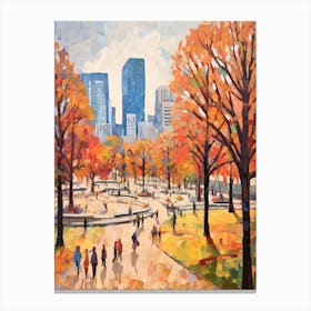 Autumn City Park Painting Millennium Park Chicago Canvas Print