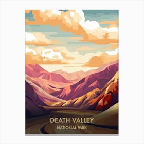 Death Valley Lake National Park Travel Poster Illustration Style 2 Canvas Print