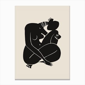 Baby Curl African Nude In Black Canvas Print