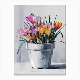 Spring Flowers In A Pot Canvas Print