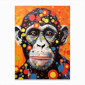 Retro Dots Monkey Canvas Print