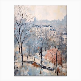 Winter City Park Painting Parc Des Buttes Chaumont Paris France 1 Canvas Print