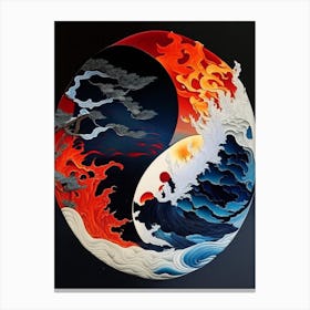 Fire And Water 4, Yin and Yang Japanese Ukiyo E Style Canvas Print