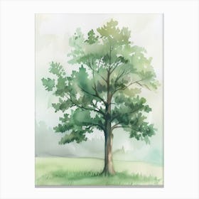 Oak Tree Atmospheric Watercolour Painting 6 Canvas Print
