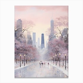 Dreamy Winter Painting Chicago Usa 4 Canvas Print