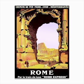 Rome, Colosseum Under The Arch, Italy Canvas Print