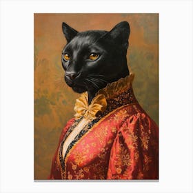 Vintage Royal Animal Portrait, Victorian Animal Painting, Dressed Black Panther Art Print, Renaissance Animal Printable, Animal Lover Gift Canvas Print