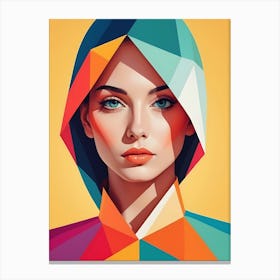 Colorful Geometric Woman Portrait Low Poly (36) Canvas Print