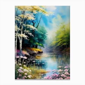 River With Flowers Canvas Print