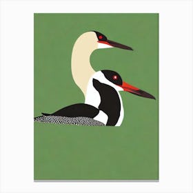Common Loon Midcentury Illustration Bird Canvas Print