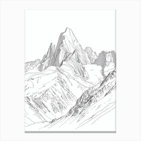 Mount Whitney Usa Line Drawing 8 Canvas Print
