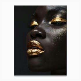 Black Woman With Gold Makeup 2 Canvas Print