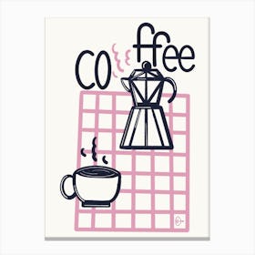 Lineal Pink Coffee Maker Canvas Print