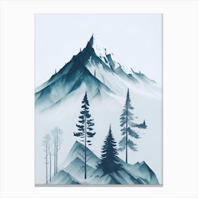 Mountain And Forest In Minimalist Watercolor Vertical Composition 231 Canvas Print