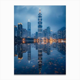 Taiwan Skyline At Night Canvas Print