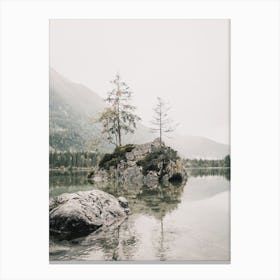 Boulder Island In Lake Canvas Print