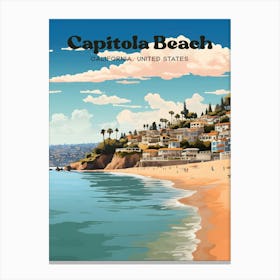 Capitola Beach California United States Travel Art Canvas Print