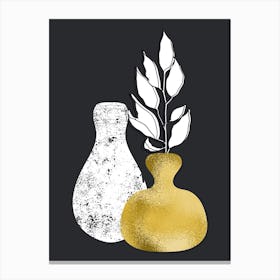 Gold Vase With Leaves Canvas Print