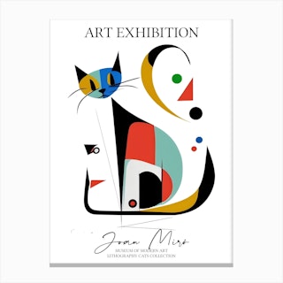 Joan Miro Inspired Cats Exhibition Poster Canvas Print