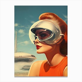 Girl Woman wearing space glasses Canvas Print